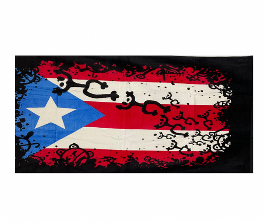 Toalla Bandera de Puerto Rico con símbolo de Coqui Taíno